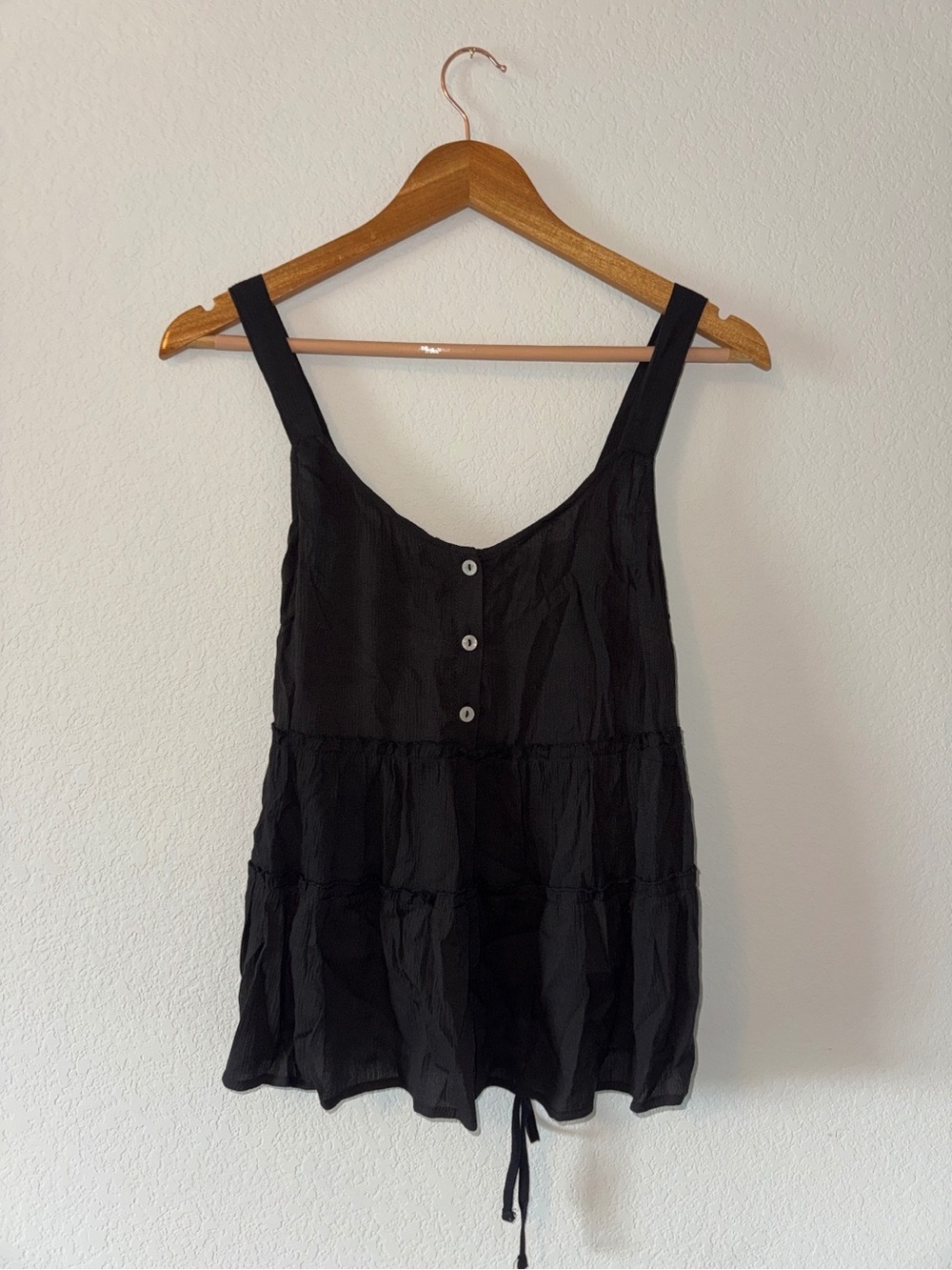 No Boundaries Medium Women’s Button Tank Peplum Top Black Charcoal
